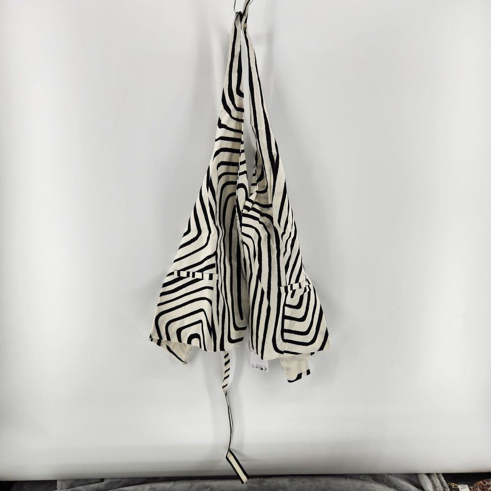 MNG by Mango Large Ecru Geometric‎ Print Linen Vest NWT
